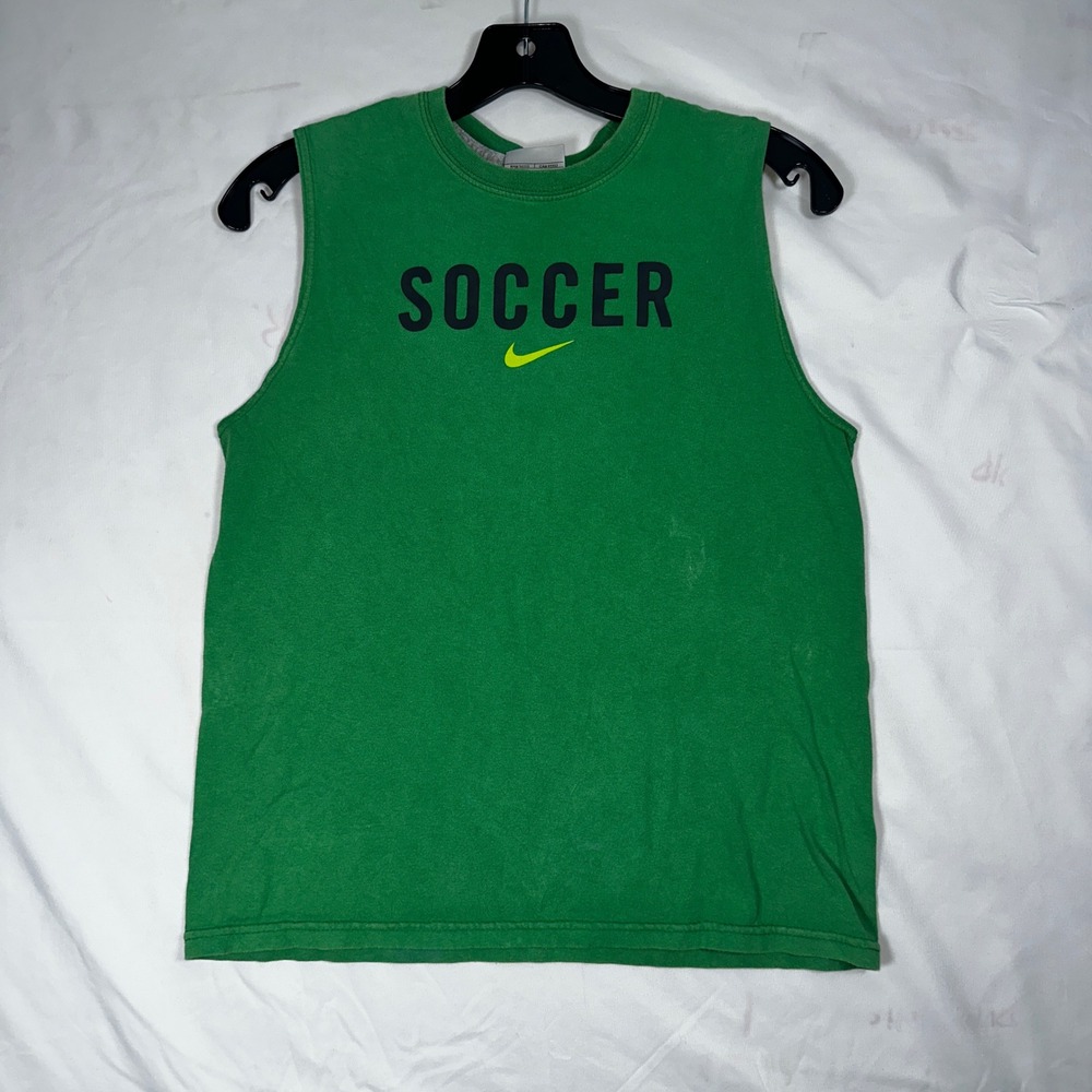 Nike‎ Boys Green Soccer Graphic Sleeveless Muscle Tank Top Size Medium 10-12